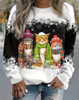 SABRINA | WARMES WINTERTOP MIT SCHNEEKATZEN-PRINT