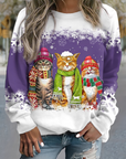 SABRINA | WARMES WINTERTOP MIT SCHNEEKATZEN-PRINT