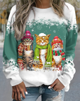 SABRINA | WARMES WINTERTOP MIT SCHNEEKATZEN-PRINT