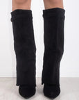 Shark Boots - Taupe Faux Suede Fold-Over Knee-High with Classic Buckle