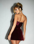 ARURA| STRAPLESS VELVET MINI DRESS