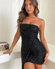 BLAIR | STRAPLESS GLITTER DRESS