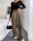 LENA | CHIC LEOPARD PRINT STRAIGHT TROUSERS