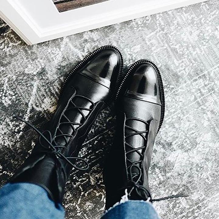 LIVIA | VINTAGE LACE-UP LEATHER BOOTS