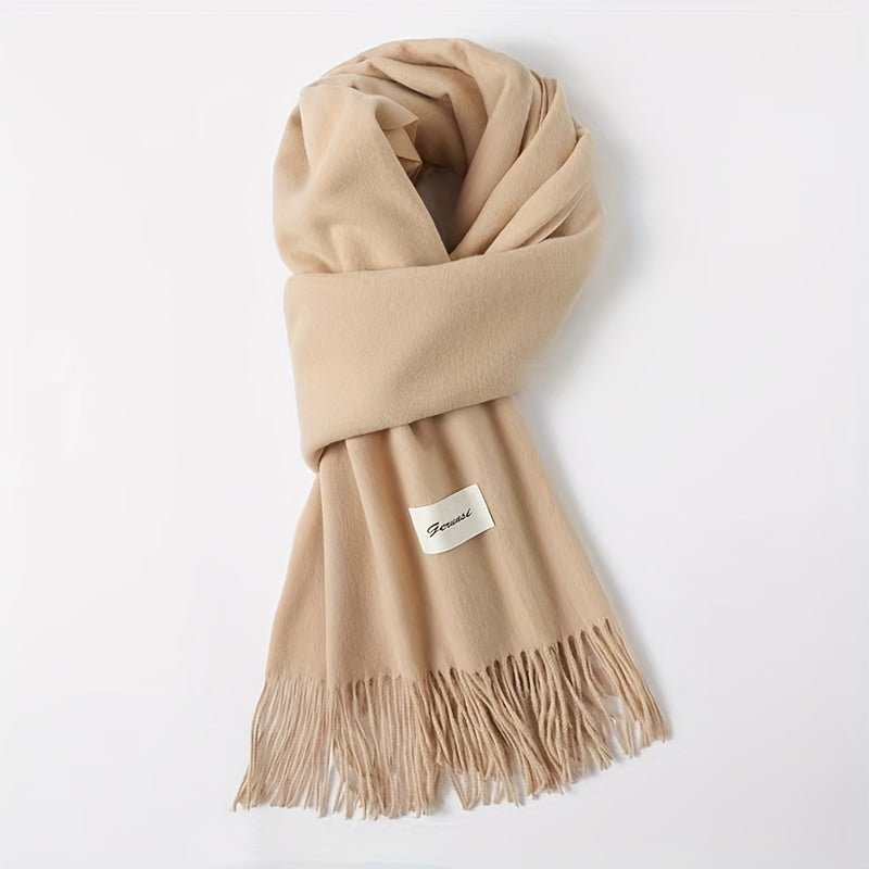 Women&#39;s Fashion Thermal Scarf with Fringe Detail - Stay Warm and Stylish All Winter for Music Festivals