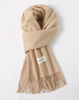 Women's Fashion Thermal Scarf with Fringe Detail - Stay Warm and Stylish All Winter for Music Festivals