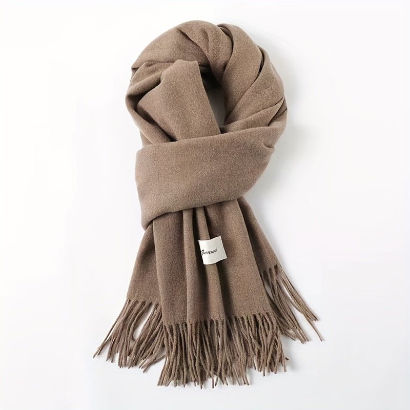 Women&#39;s Fashion Thermal Scarf with Fringe Detail - Stay Warm and Stylish All Winter for Music Festivals