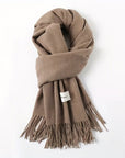 Women's Fashion Thermal Scarf with Fringe Detail - Stay Warm and Stylish All Winter for Music Festivals