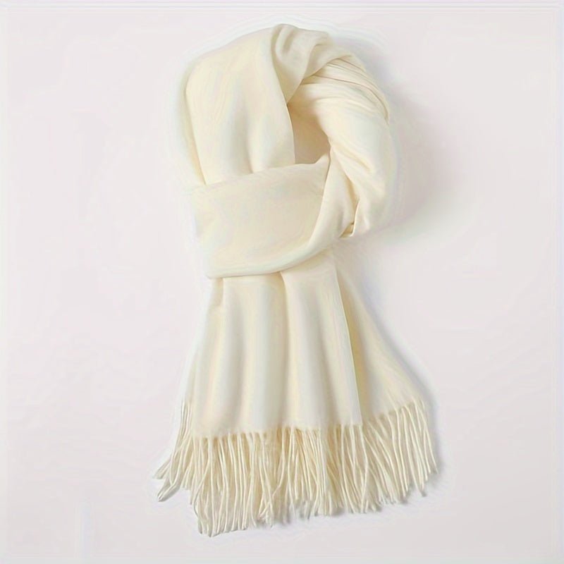 Women&#39;s Fashion Thermal Scarf with Fringe Detail - Stay Warm and Stylish All Winter for Music Festivals