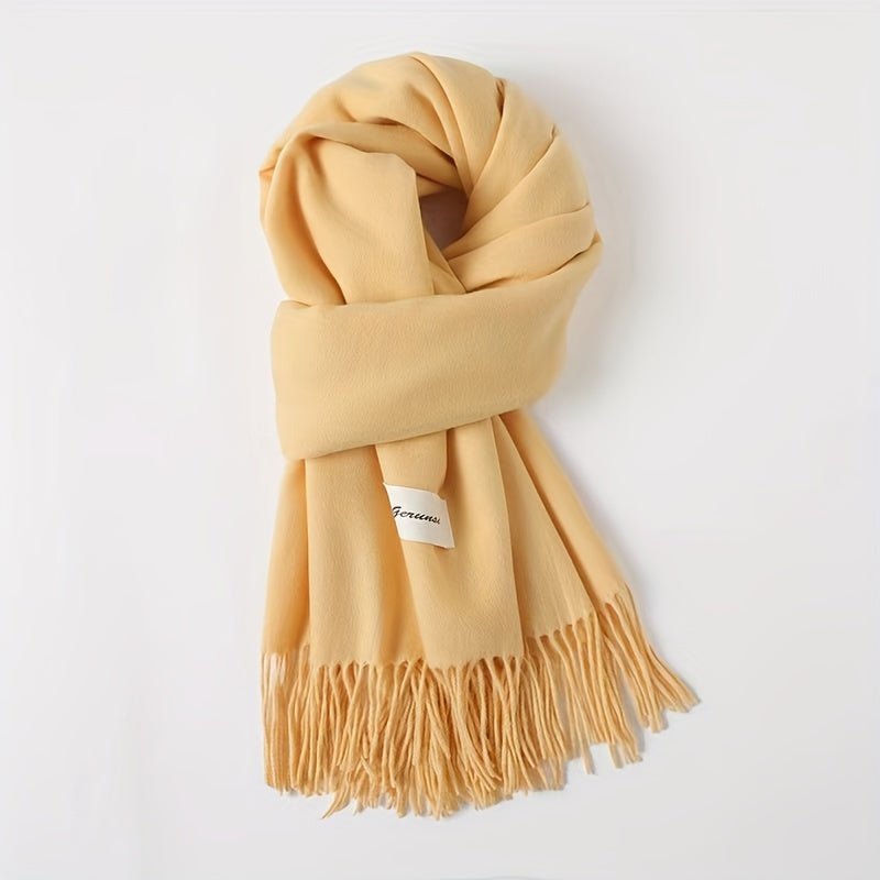 Women&#39;s Fashion Thermal Scarf with Fringe Detail - Stay Warm and Stylish All Winter for Music Festivals