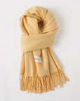 Women's Fashion Thermal Scarf with Fringe Detail - Stay Warm and Stylish All Winter for Music Festivals