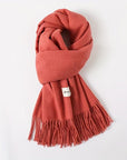 Women's Fashion Thermal Scarf with Fringe Detail - Stay Warm and Stylish All Winter for Music Festivals