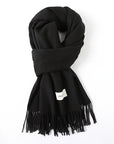 Women's Fashion Thermal Scarf with Fringe Detail - Stay Warm and Stylish All Winter for Music Festivals