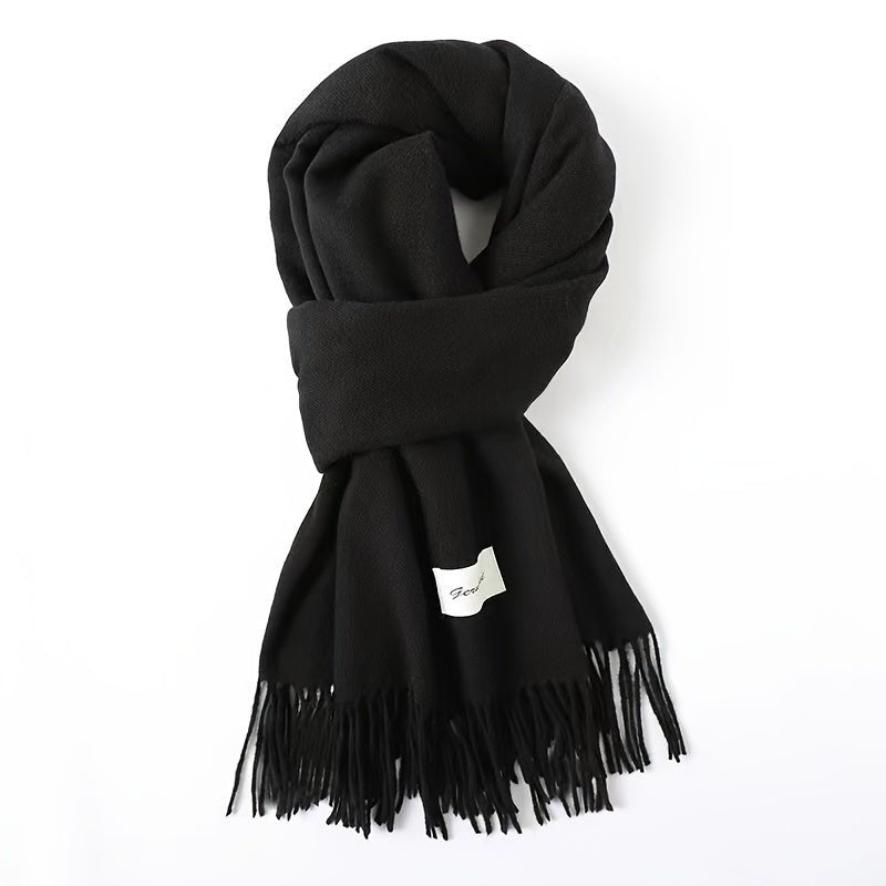 Women&#39;s Fashion Thermal Scarf with Fringe Detail - Stay Warm and Stylish All Winter for Music Festivals