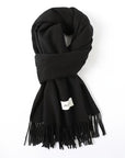 Women's Fashion Thermal Scarf with Fringe Detail - Stay Warm and Stylish All Winter for Music Festivals