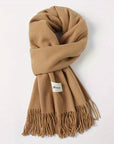 Women's Fashion Thermal Scarf with Fringe Detail - Stay Warm and Stylish All Winter for Music Festivals